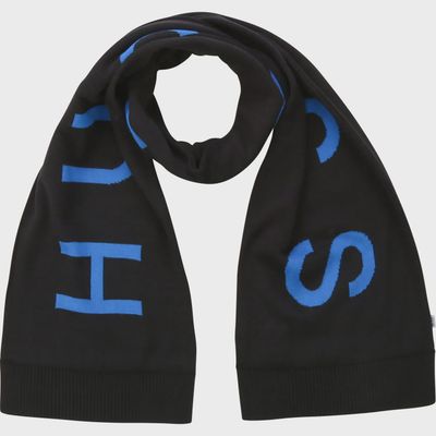 SCARF BLACK KNIT BLUE BOSS LO
