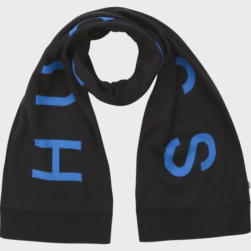 SCARF BLACK KNIT BLUE BOSS LO