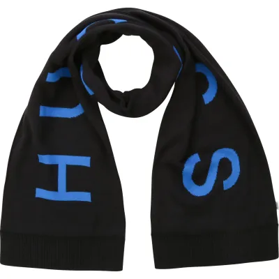 SCARF BLACK KNIT BLUE BOSS LO
