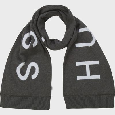 KNIT SCARF HEATHER GREY WHIT