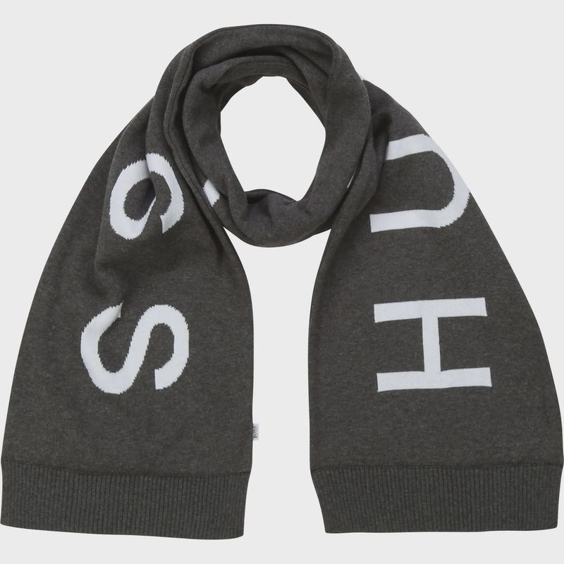 KNIT SCARF HEATHER GREY WHIT