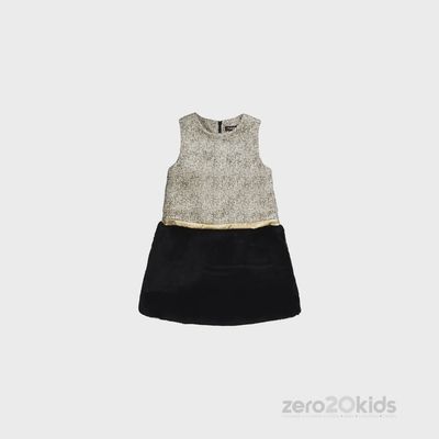 DRESS PIA GOLD BLK FUR SKI