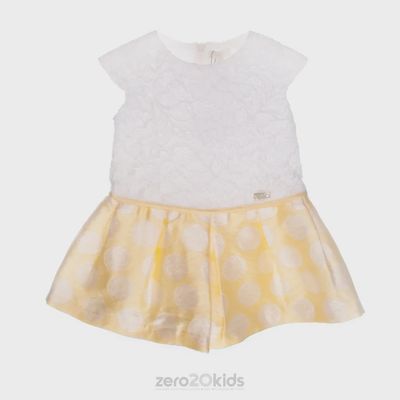 DRESS243 WHT LACE BOD / YEL