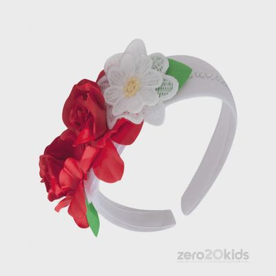 HEADBAND0407 RED FLOWER