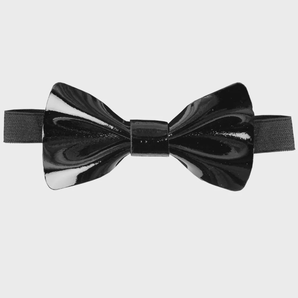 LEATHER BOWTIE BLK PATTE