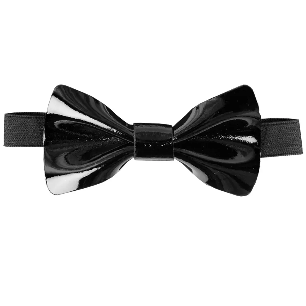 LEATHER BOWTIE BLK PATTE