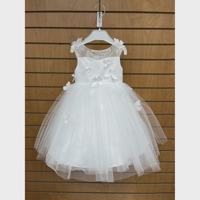 DD DRESS OFF WHITE LACE BODICE TULLE SKIRT BUTTERFLY APPLIQUE / 2087