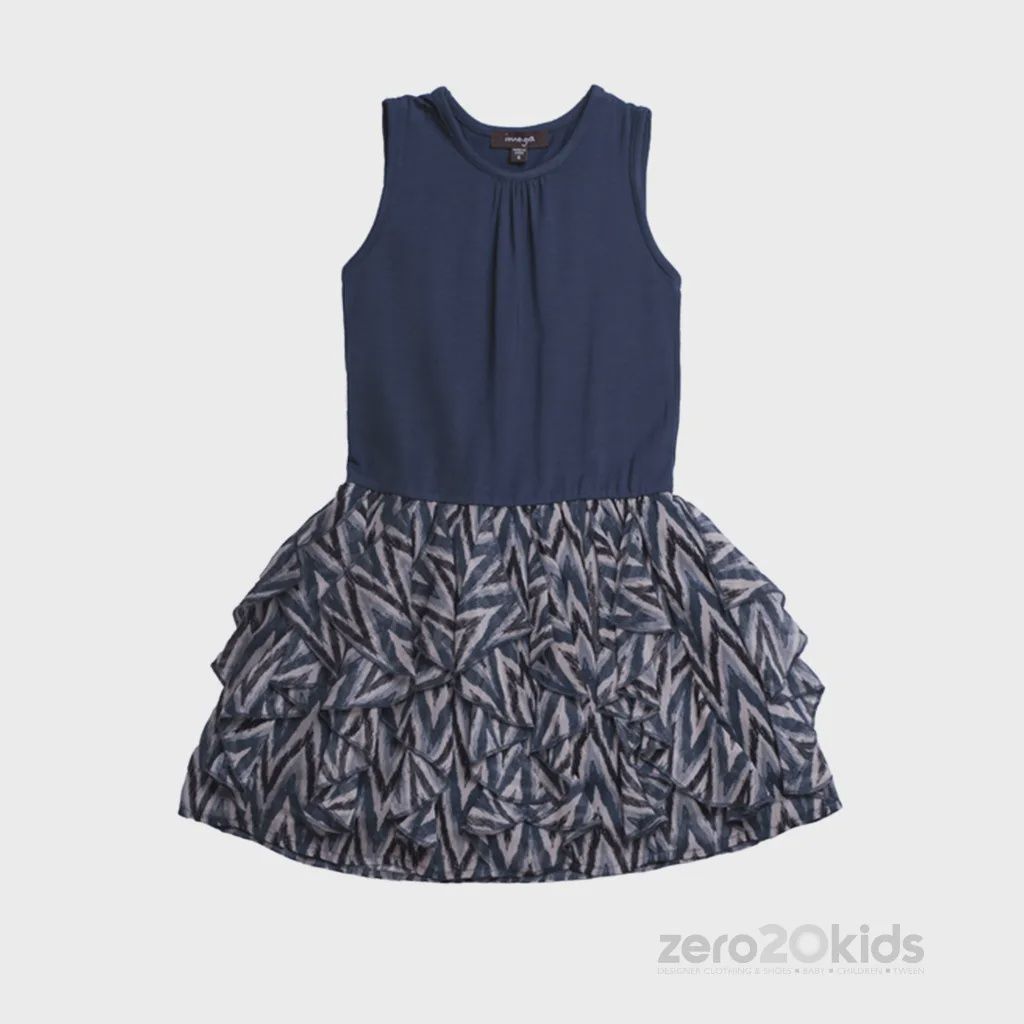 DRESS JOYCE NVY / ZIGZAG ORG S