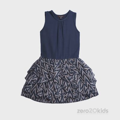 DRESS JOYCE NVY / ZIGZAG ORG S