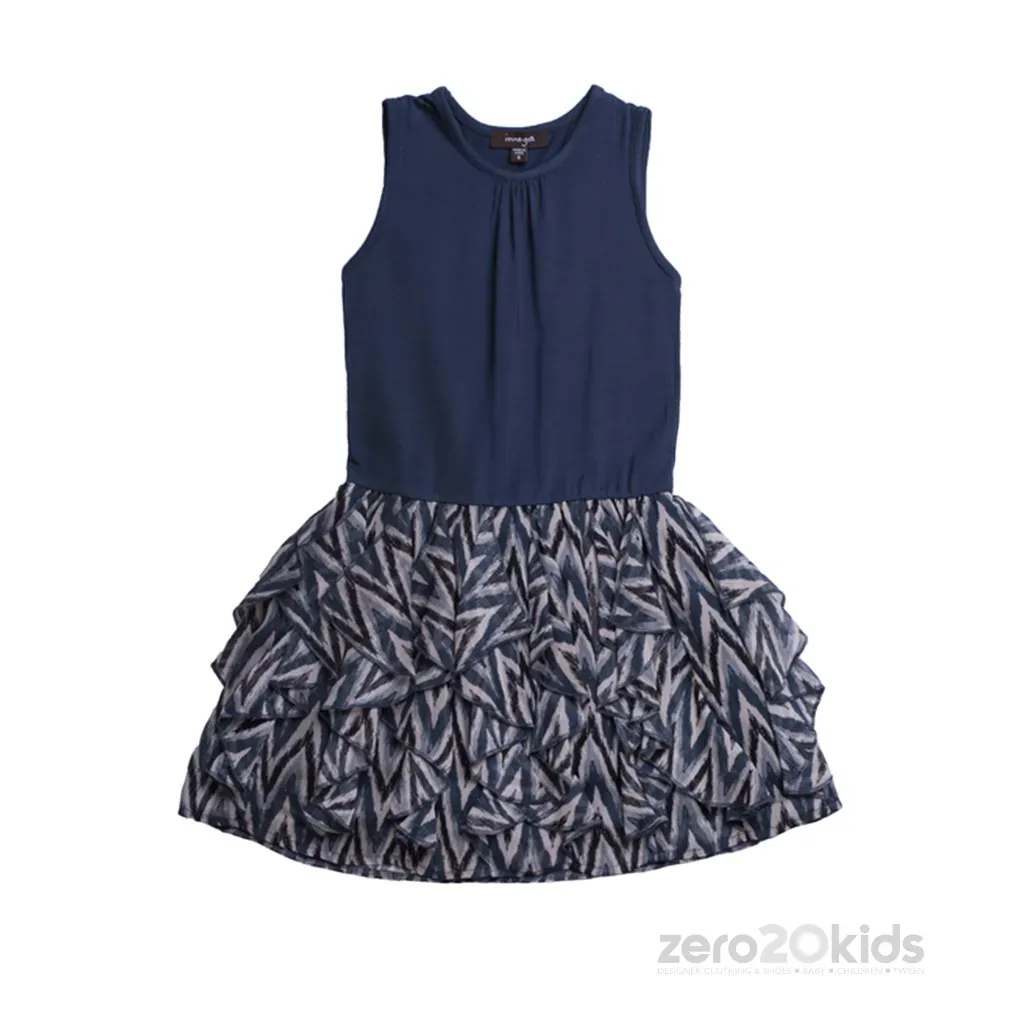 DRESS JOYCE NVY / ZIGZAG ORG S