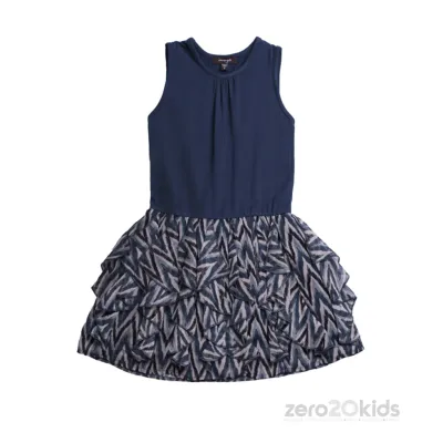 DRESS JOYCE NVY / ZIGZAG ORG S