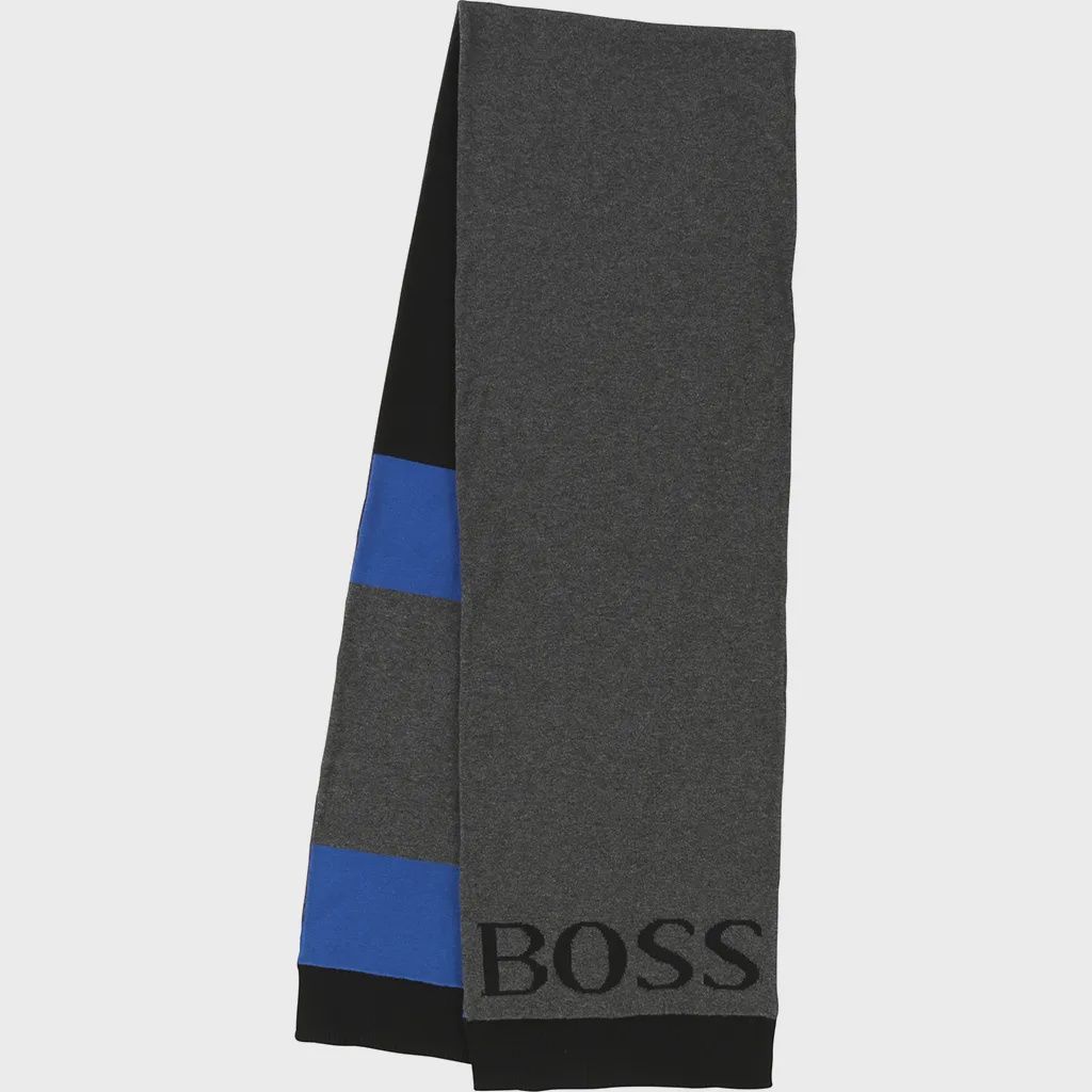 KNIT SCARF J21192 BLK LOGO BL