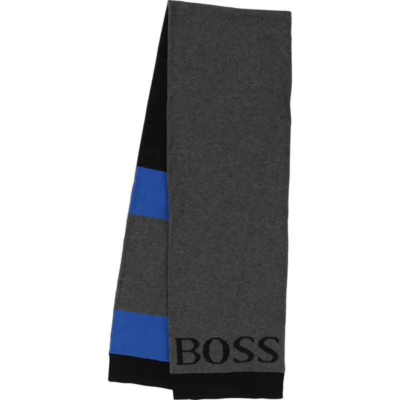 KNIT SCARF J21192 BLK LOGO BL