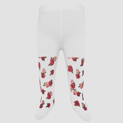 PANTYHOSE WHITE RED ROSES PRIN