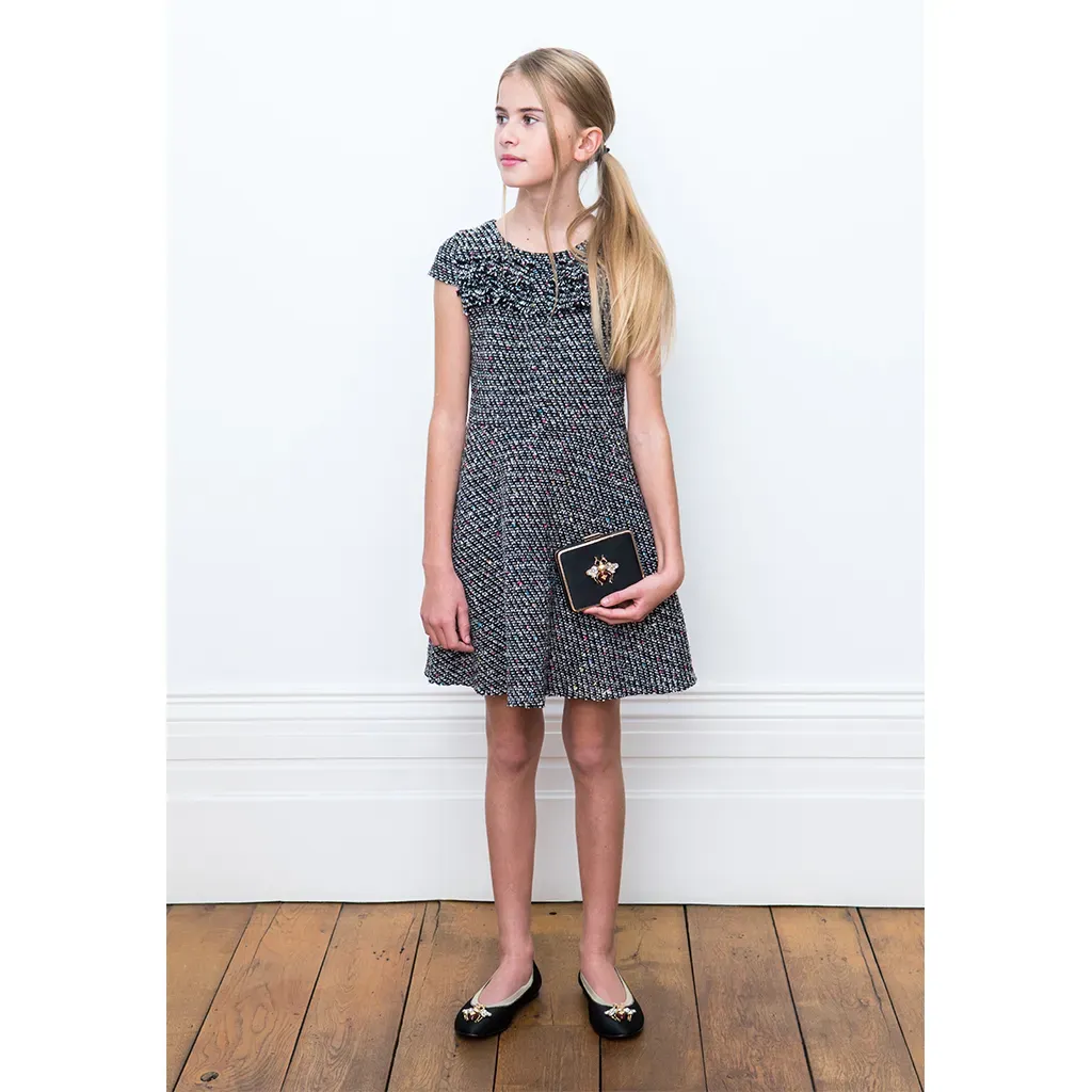 DRESS BLACK MULTICOLOR WEAVE
