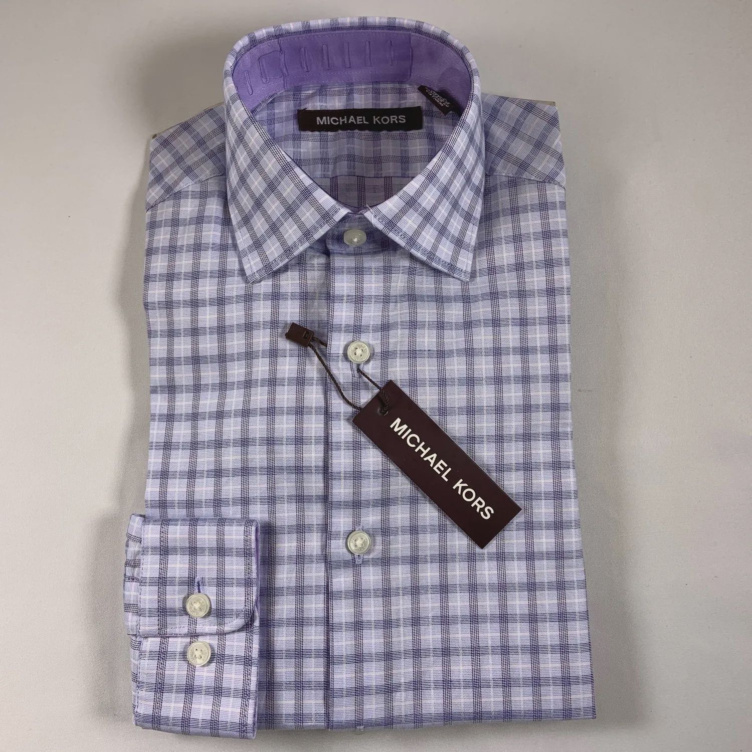 SHIRT LAVENDER CHECK NATURAL