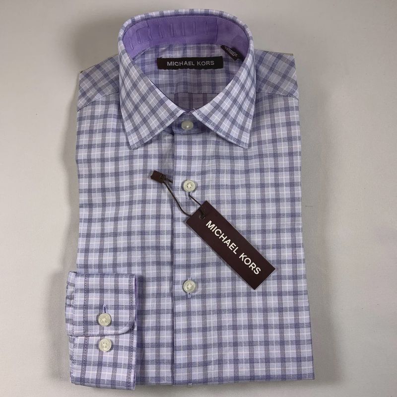 SHIRT LAVENDER CHECK NATURAL