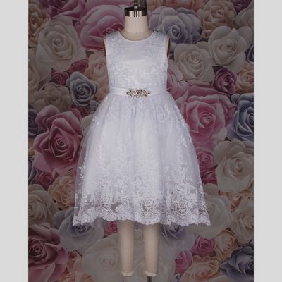 GOWN 1059 WHITE HIGH LOW EMBR