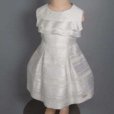 DRESS640 WHT EMBOS ORG SLV T