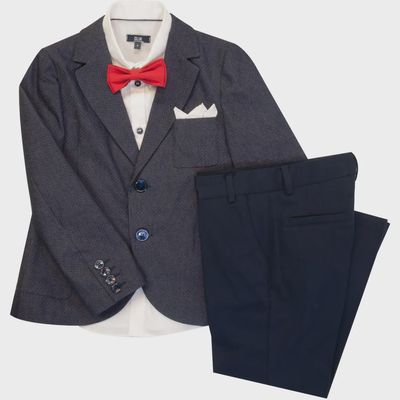 4PC SUIT AB06 NVY RED DOT / W