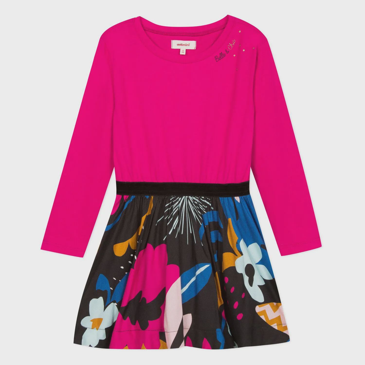 DRESS FUSCHIA TOP BLACK MULT