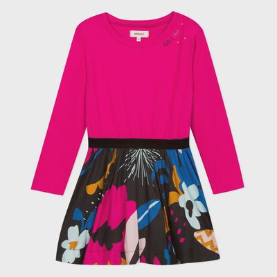 DRESS FUSCHIA TOP BLACK MULT