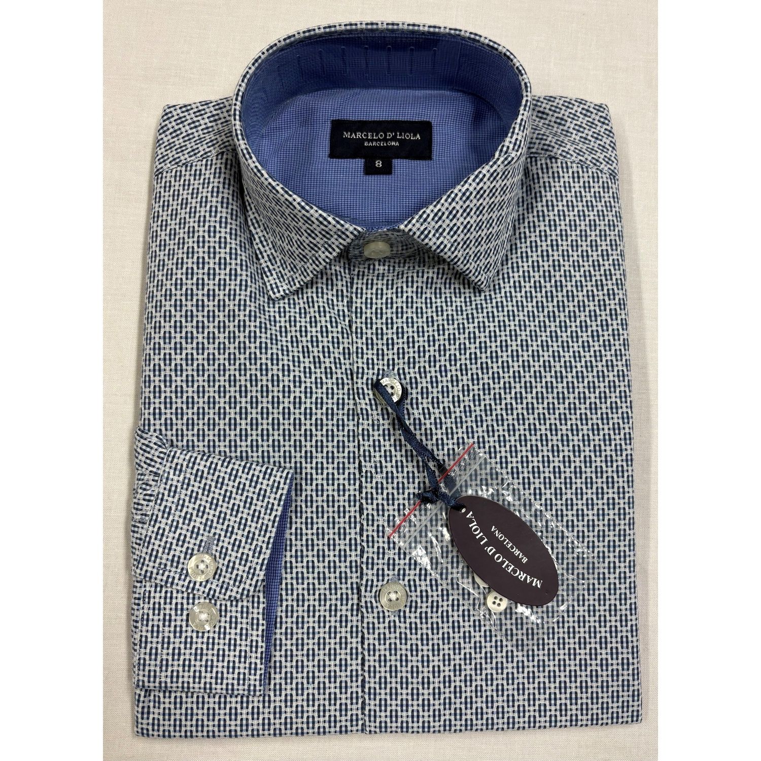 SHIRT 5685 CHECK NVY / WHT PRN