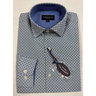 SHIRT 5685 CHECK NVY / WHT PRN