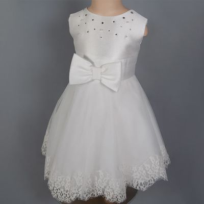 DRESS642 WHT TULLE LACE TRM
