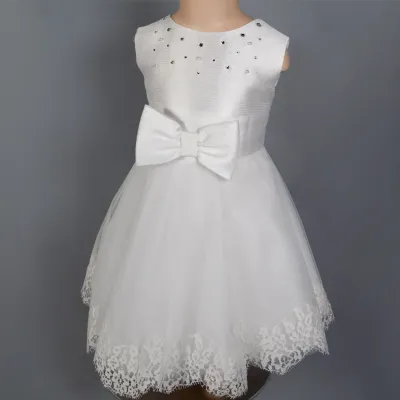 DRESS642 WHT TULLE LACE TRM