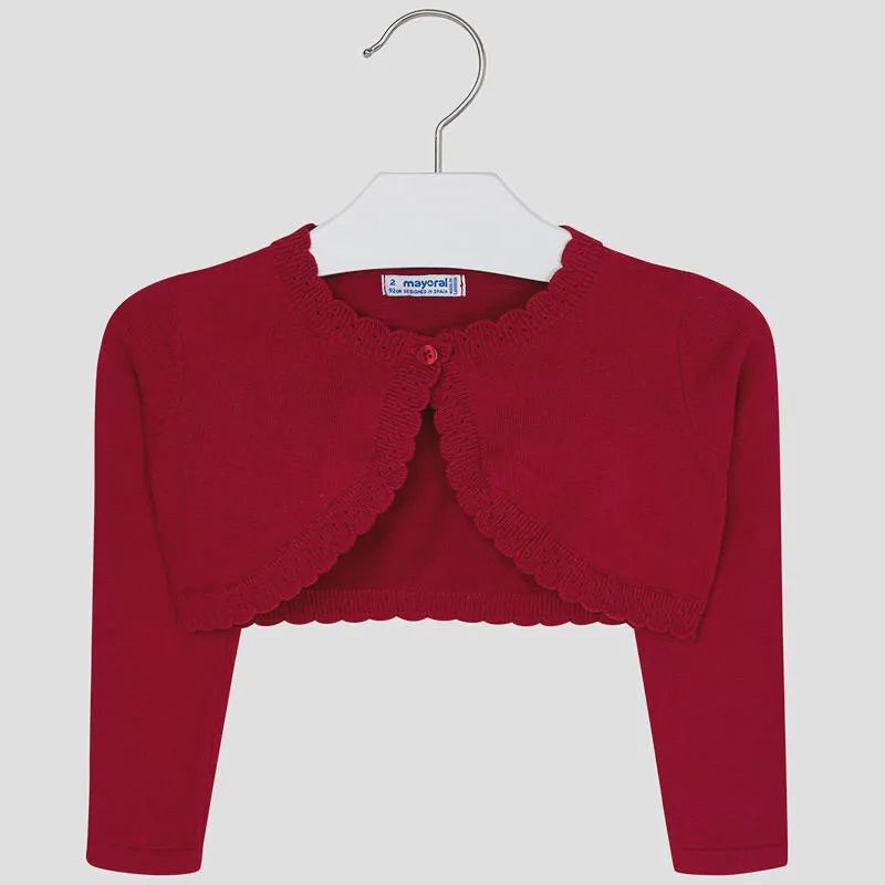 BOLERO CARDIGAN RED SCALLOP