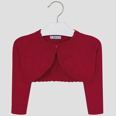 BOLERO CARDIGAN RED SCALLOP