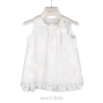 DRESS043 EMB ORG S / LESS FRIL