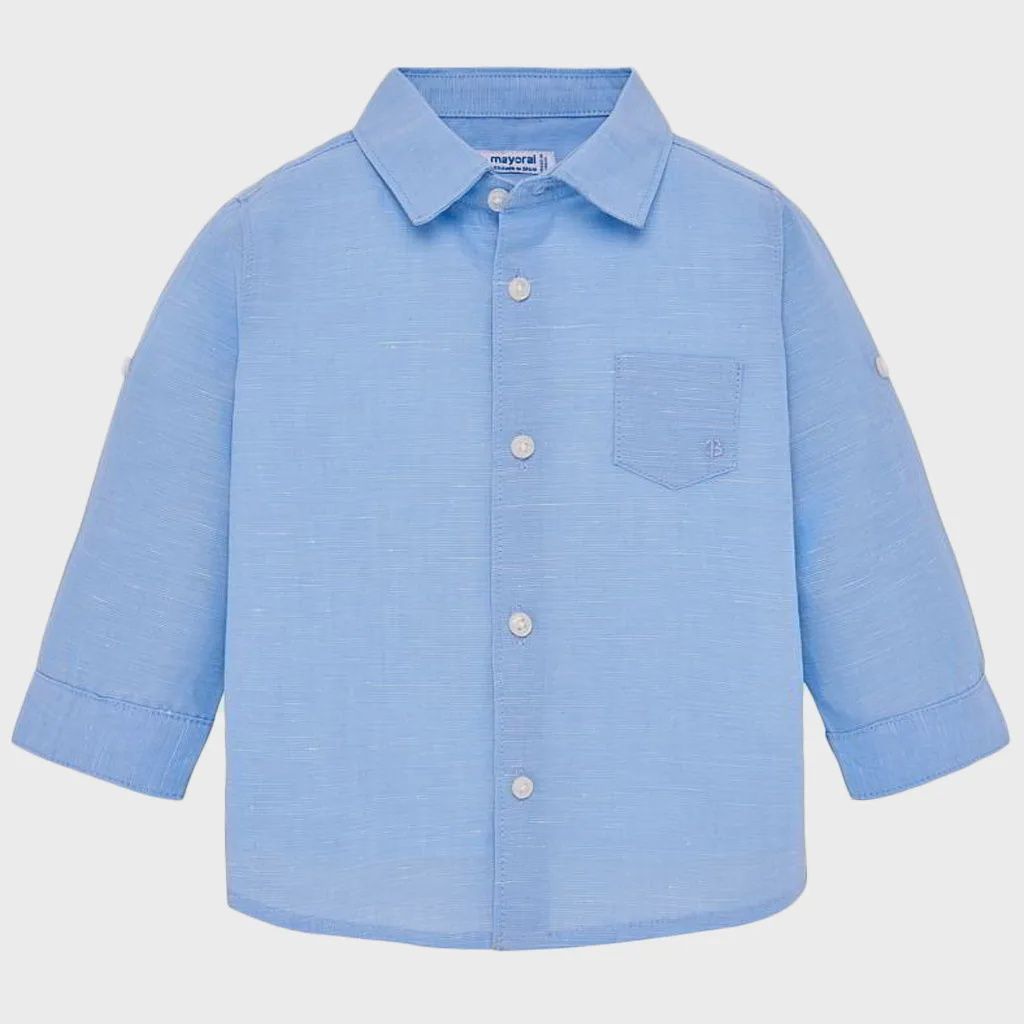 LINEN SHIRT17 BLUE L / SLV