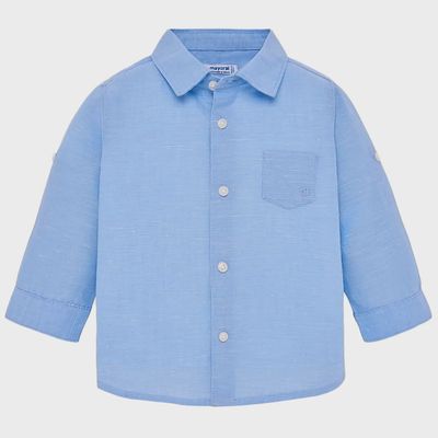 LINEN SHIRT17 BLUE L / SLV