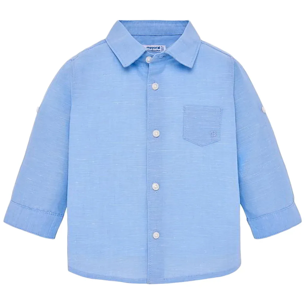 LINEN SHIRT17 BLUE L / SLV