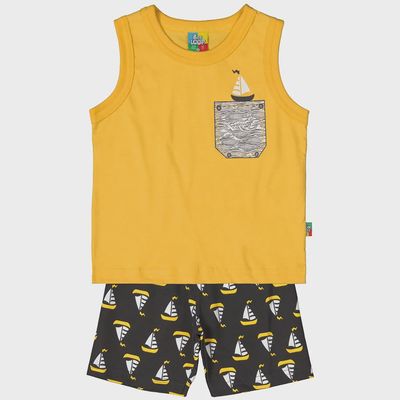 2PC SHORT SET3428A GRY BOAT