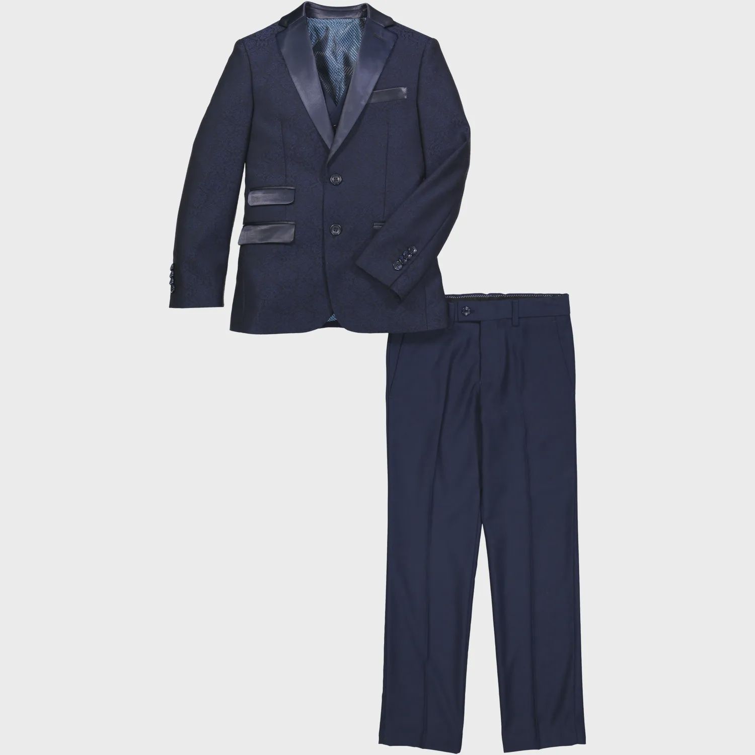 3 PC SUIT NAVY BLACK SATIN L
