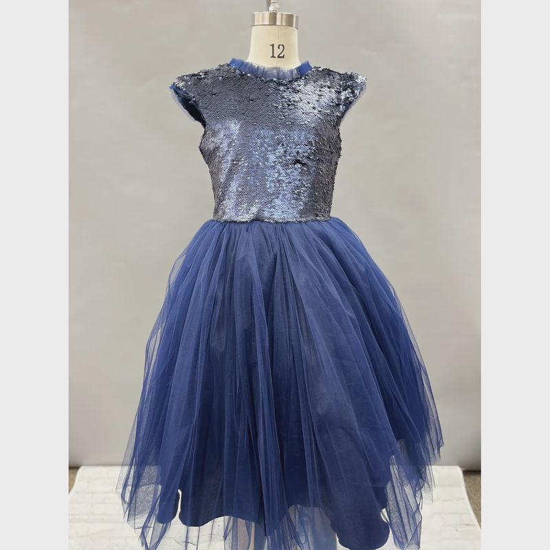 2PC DRESS & PURSE NAVY SEQUIN TOP & PURSE TULLE SKIRT SILVER BELT / 9902
