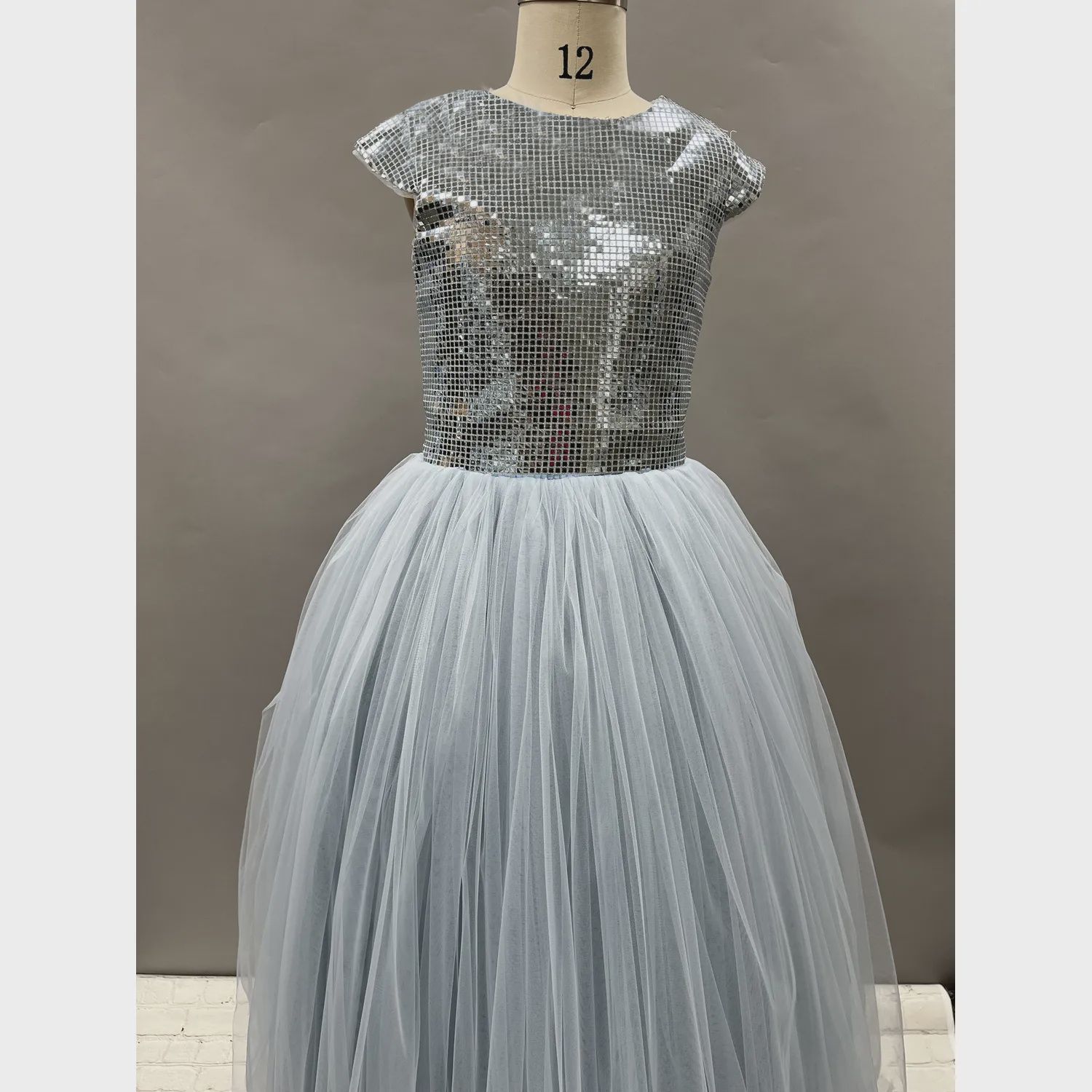 DRESS BLUE SQUARE JEWEL BODICE TULLE SKIRT / 20904