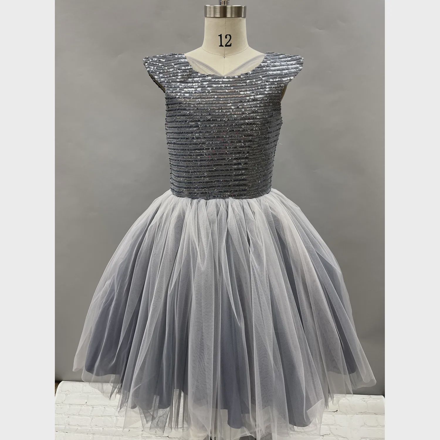 DRESS BLUE SEQUIN BODICE TULLE SKIRT / 20902