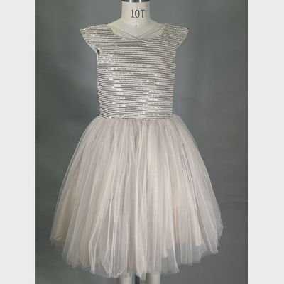 DRESS BEIGE SEQUIN BODICE TULLE SKIRT / 20902 DRESS BEIGE SEQUIN BODICE TULLE SKIRT / 20902