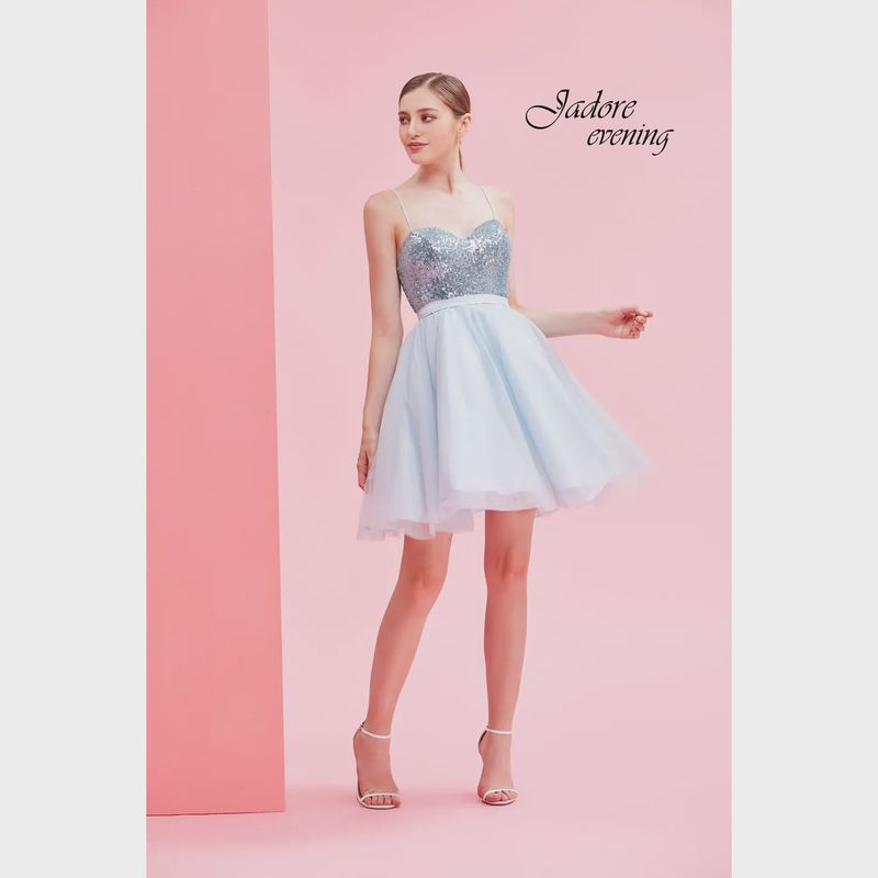 DRESS LIGHT TEAL SEQUIN BODICE TULLE SKIRT / 16093 DRESS LIGHT TEAL SEQUIN BODICE TULLE SKIRT / 16093