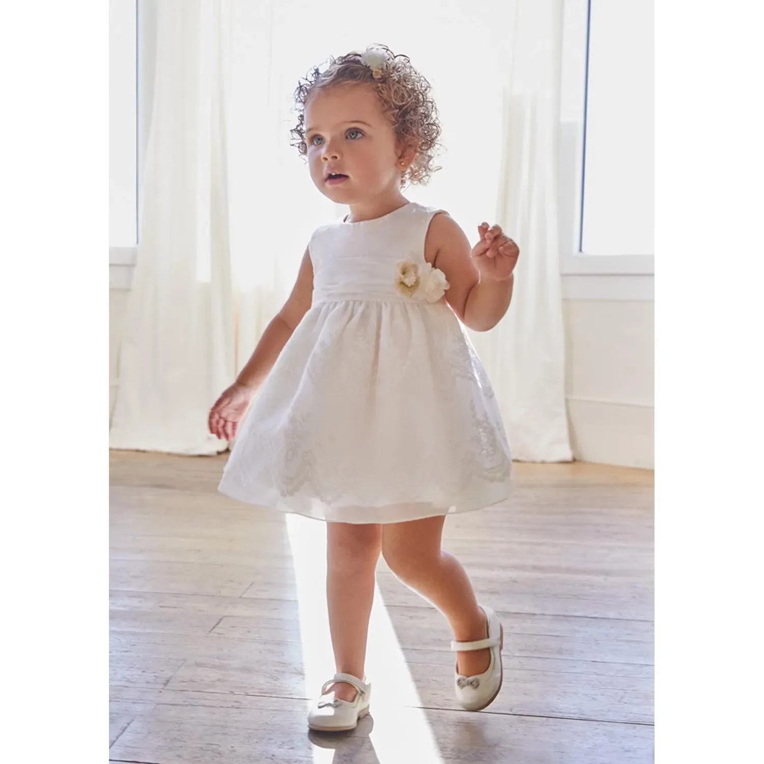 DRESS WHITE ORGANZA EMBROIDERED / 5013-071