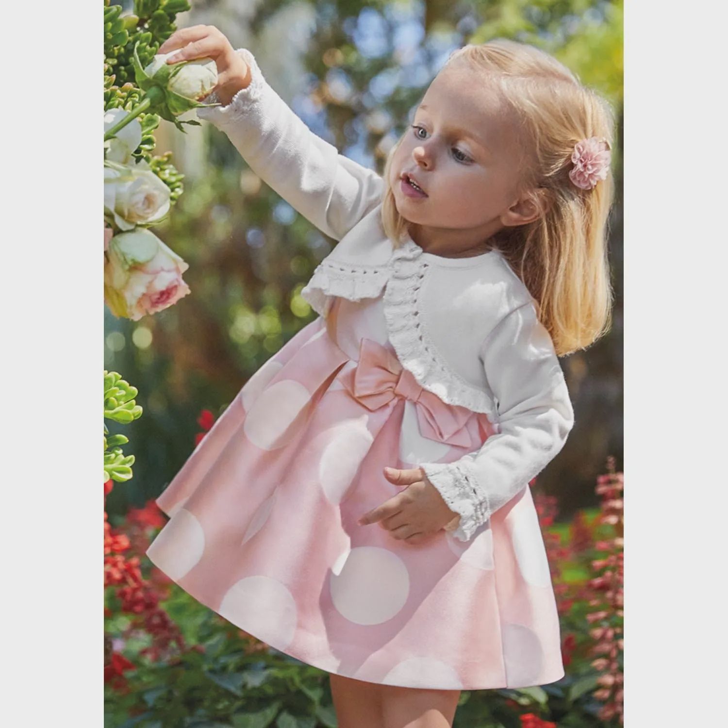 BOLERO CARDIGAN WHITE CROCHET EDGING / 5349-085
