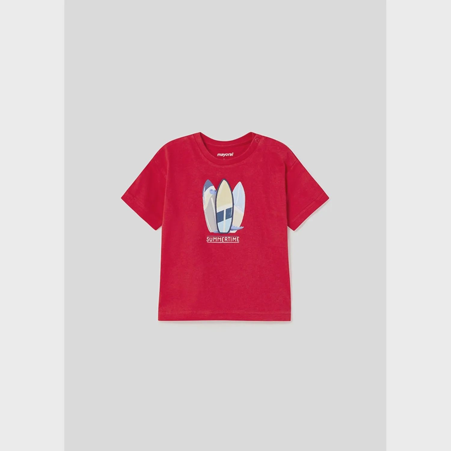 TSHIRT RED MULTI COLORED SURFBOARD PRINT / 1020-017