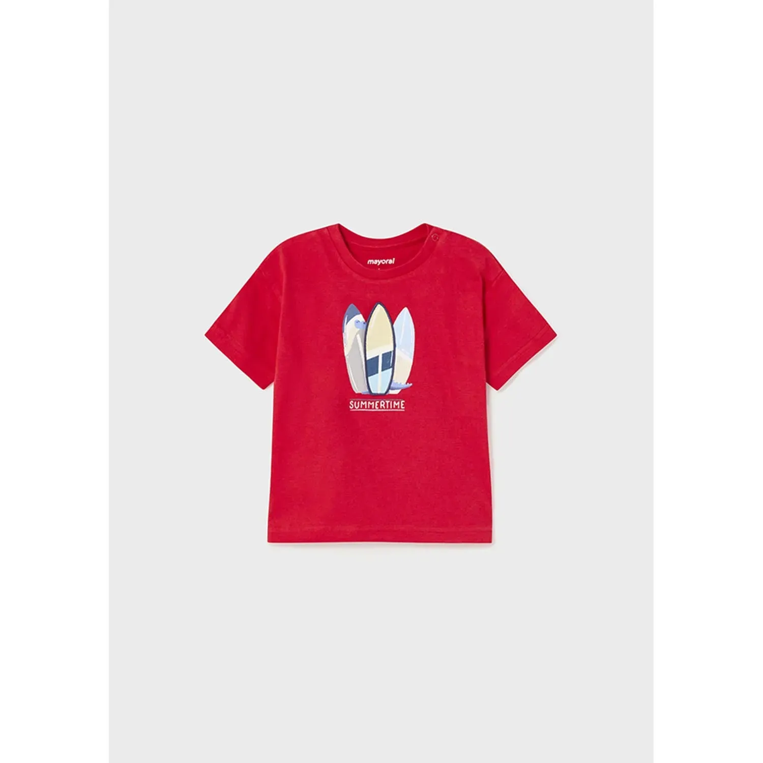 TSHIRT RED MULTI COLORED SURFBOARD PRINT / 1020-017