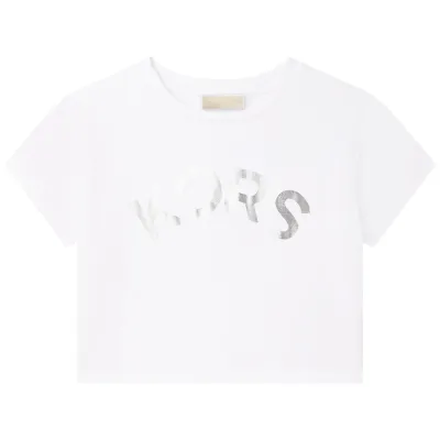 SHORT TSHIRT WHITE SILVER KORS LOGO / R15163-M31