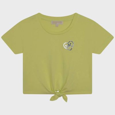 TSHIRT CROP TOP GREEN FRONT KNOT MK LOGO / R15167-60B
