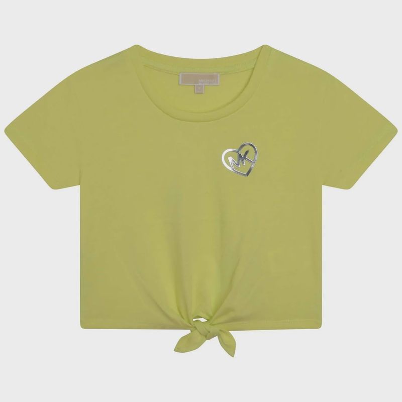 TSHIRT CROP TOP GREEN FRONT KNOT MK LOGO / R15167-60B